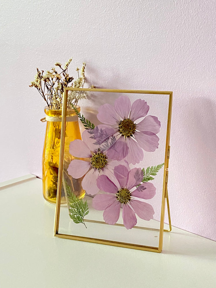 Standing Double Glass Frames | Metal Floating Picture Frame | Set of 2