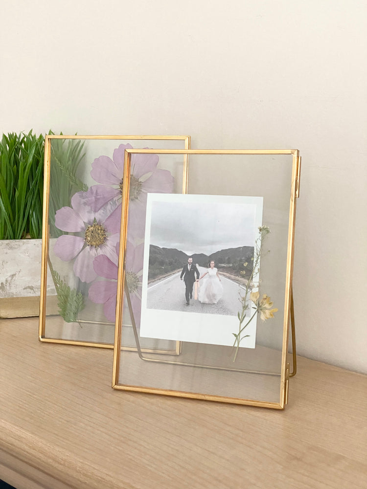 Standing Double Glass Frames | Metal Floating Picture Frame | Set of 2