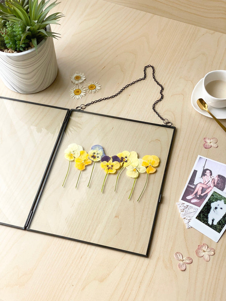 Hanging Double Glass Frames | Large Rectangular Tempered Glass Floating Picture Frames | Set of 2