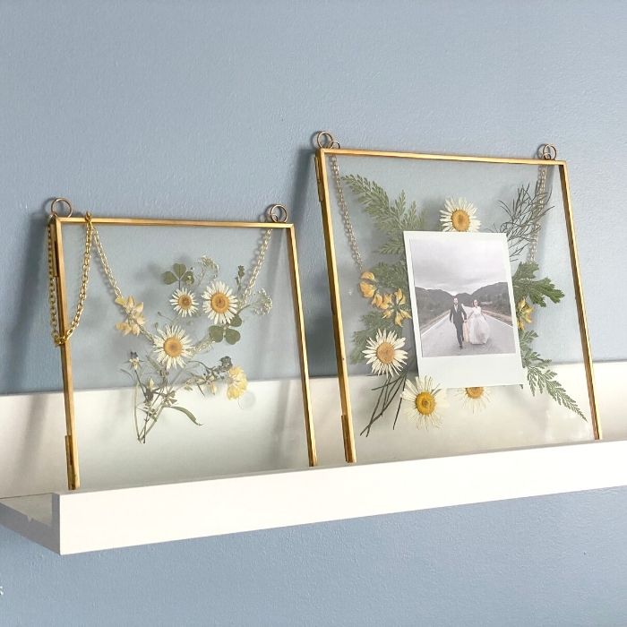 Hanging Double Glass Frames | Square Floating Picture Frame | Set of 2