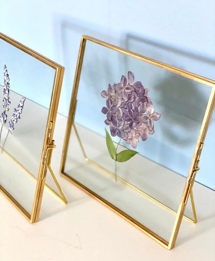 Standing Double Glass Frames | Metal Floating Picture Frame | Set of 2